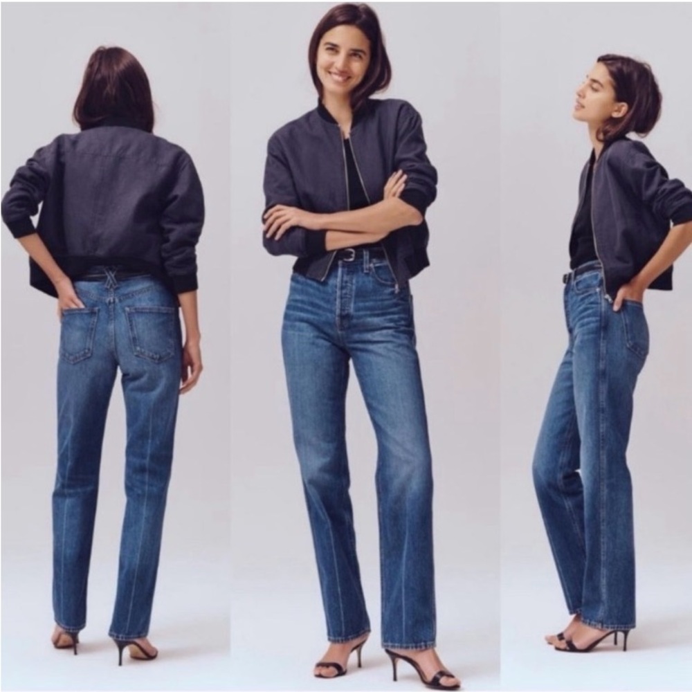NWT Alex Mill Carla Vintage Dark Indigo Blue High Rise Straight Jeans